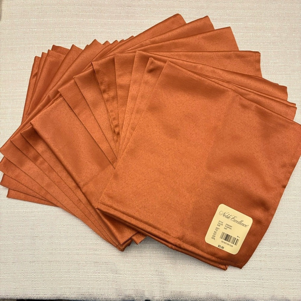 14 Noble Excellence Pumpkin Dinner Napkins 18x18 Cloth Fall Table Linens